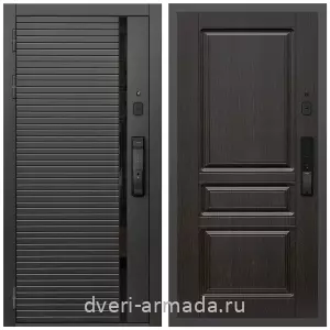 Левые входные двери, Умная входная смарт-дверь Армада Каскад BLACK МДФ 10 мм Kaadas K9 / МДФ 16 мм ФЛ-243 Венге