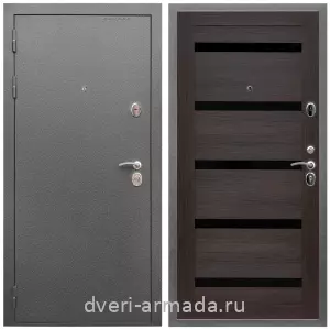 Двери со склада, Дверь входная Армада Оптима Антик серебро / МДФ 16 мм СБ-14 Эковенге стекло черное