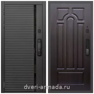 Левые входные двери, Умная входная смарт-дверь Армада Каскад BLACK МДФ 10 мм Kaadas K9 / МДФ 6 мм ФЛ-58 Венге