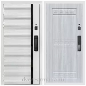 Левые входные двери, Умная входная смарт-дверь Армада Каскад WHITE МДФ 10 мм Kaadas K9 / МДФ 10 мм ФЛ-242 Сандал белый