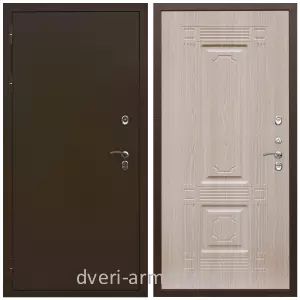 Двери оптом, Металлическая дверь входная уличная в дом Армада Термо Молоток коричневый/ МДФ 6 мм ФЛ-2 Дуб белёный для дачи на заказ двухконтурная