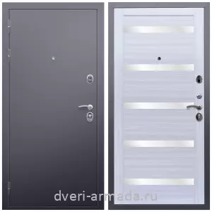 Двери со склада, Дверь входная Армада Люкс Антик серебро / МДФ 16 мм СБ-14 Сандал стекло белое
