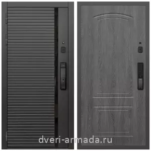 Левые входные двери, Умная входная смарт-дверь Армада Каскад BLACK МДФ 10 мм Kaadas K9 / МДФ 6 мм ФЛ-138 Дуб Филадельфия графит