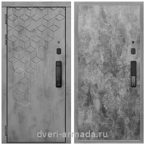Левые входные двери, Дверь входная Армада Квадро МДФ 16 мм Kaadas K9 / МДФ 6 мм ПЭ Цемент темный