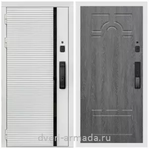 Левые входные двери, Умная входная смарт-дверь Армада Каскад WHITE МДФ 10 мм Kaadas K9 / МДФ 6 мм ФЛ-58 Дуб Филадельфия графит